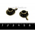 Подвеска Чашка с блюдцем 26*18 мм, цвет бронза, 2 штуки/упаковка