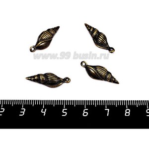 Подвеска Ракушка Изящная 23*7 мм, цвет бронза 4 штуки/упаковка