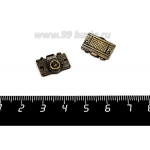 Подвеска - коннектор Фотоаппарат  16*11 мм цвет бронза 2 штуки/упаковка
