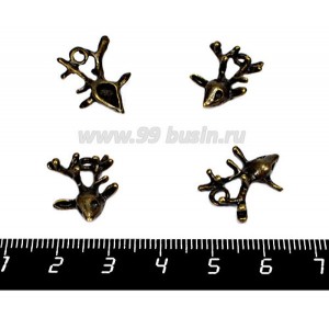 Подвеска Голова оленя 19*14 мм, цвет бронза 4 штуки/упаковка