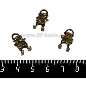 Подвеска Робот маленький 18*9 мм, цвет бронза, 3 штуки/упаковка