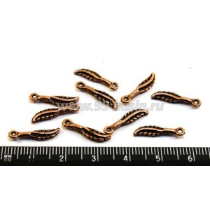 Подвеска Перышко 16*4 мм,   цвет медь 12 шт/упак