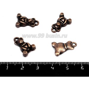 Подвеска Мишка с сердечком 17*11 мм, цвет медь 4 штуки/упаковка Подвеска Мишка с сердечком 17*11 мм, цвет медь 4 штуки/упаковка