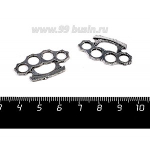 Подвеска Кастет 32*19 мм, цвет старое серебро, 1 штука