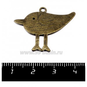 Подвеска Птичка-невеличка 27*32 мм, бронза 1 штука