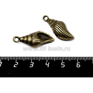 Подвеска Ракушка Нептунея 29*11 мм, цвет бронза 1 штука