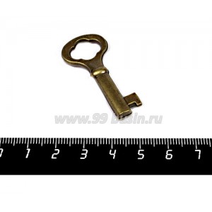 Подвеска Ключик Тайный, 40*19 мм, цвет бронза, 1 штука