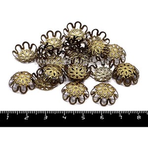 Шапочка для бусин Хризантема, 15*5 мм цвет бронза 20 штук/упаковка