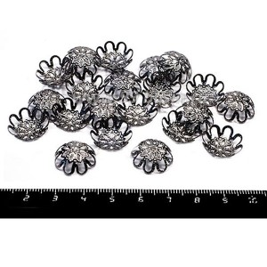 Шапочка для бусин Хризантема, 15*5 мм цвет черный никель 20 штук/упаковка
