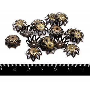 Шапочка для бусин Большая Ромашка 13*5 мм цвет бронза 20 штук/упаковка Шапочка для бусин Большая Ромашка 13*5 мм цвет бронза 20 штук/упаковка