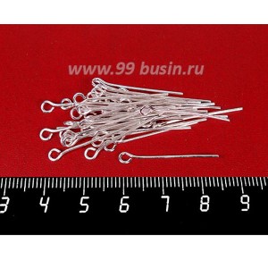 Пины с колечком 26*0,7 мм, цвет светлое серебро 40 штук/упаковка