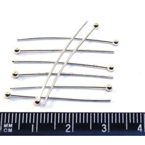 Пин с шаровой головкой 30*0,5 мм шарик 2 мм светлое серебро 50 штук/упаковка