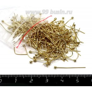 Пин с шаровой  головкой 20*0,5 мм цвет золото 200 шт/упаковка