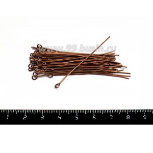 Пины с колечком 50*0,7 мм цвет старая медь 40 штук/упаковка