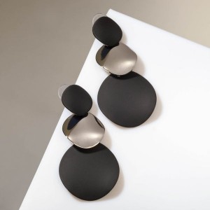 Серьги металл "Азелия" круги, трио, цвет чёрный, цвет серебристый