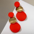 Серьги металл "Азелия" круги, трио, цвет красный, цвет золотистый