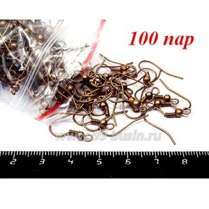 Швензы с шариком цвет медь 100 пар/упаковка