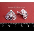 Швензы ювелирные Роскошь 19*17 мм, посеребрение 12 мк , 1 пара, производство РОССИЯ