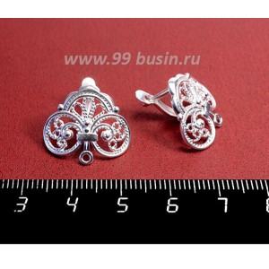 Швензы ювелирные Роскошь 19*17 мм, посеребрение 12 мк , 1 пара, производство РОССИЯ