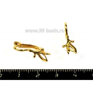 Швензы ювелирные Веточка 21*8 мм, позолоченные 0,45 мкн, 1 пара производство Россия