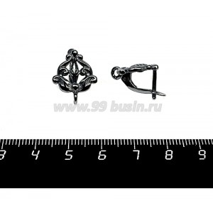 Швензы ювелирные Барокко, 17*15 мм,  черное оксидированное посеребрение 6 мк, 1 пара, производство Россия