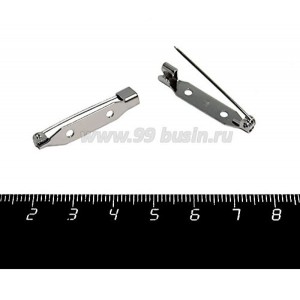 Основа для броши с крючком 30 мм, цвет никель, 2 отверстия, произ-во ЯПОНИЯ