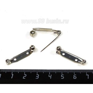 Основа для броши с поворотным механизмом 28 мм, цвет никель, 2 отверстия, произ-во ЯПОНИЯ