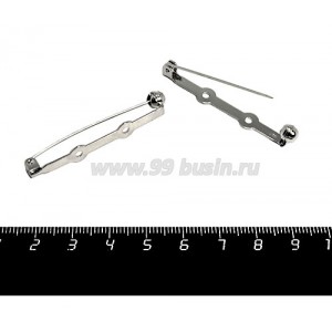 Основа для броши с поворотным механизмом 46 мм, цвет никель, 2 отверстия, произ-во ЯПОНИЯ