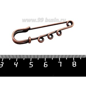 Булавка с 3 витыми кольцами 5 см, цвет медь 1 штука Булавка с 3 витыми кольцами 5 см, цвет медь 1 штука