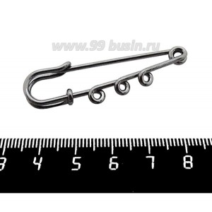 Булавка с 3 витыми кольцами 5 см, цвет черный никель 1 штука