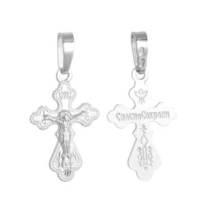 C925 Кулон крестик 0,98г без вставок родирование