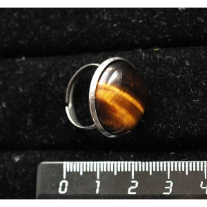 Кольцо с тигровым глазом, круг 20мм, безразмерное