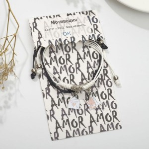 Браслеты "Неразлучники" оригами и письмо, цвет чёрно-белый Браслеты "Неразлучники" оригами и письмо, цвет чёрно-белый