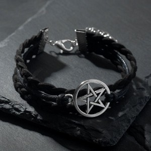 Браслет "Пентаграмма" защита, цвет чёрный, цвет серебристый, L=20см
