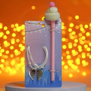 Комплект: 2 браслета, ручка "Неразлучники" шапочка, цвет белый