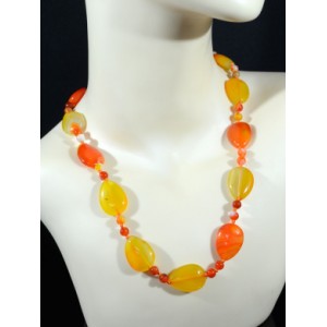 Бусы из агата тонированного капля 18*25мм, шарик 6мм цвет оранжевый, 55см