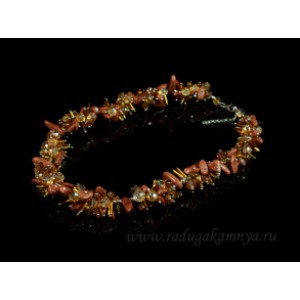 Бусы рожки с фурнитурой и цирконом из авантюрина искусственного, 48см Бусы рожки с фурнитурой и цирконом из авантюрина искусственного, 48см