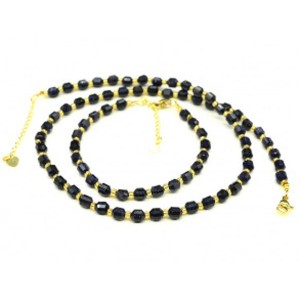 Комплект: бусы, браслет из авантюрина синего граненые 5*6мм, 44см, 17,5см