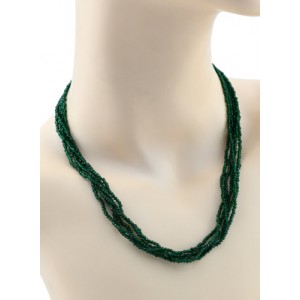 Бусы из циркона 5 нитей шарик гр.2мм цвет изумрудный, 46см