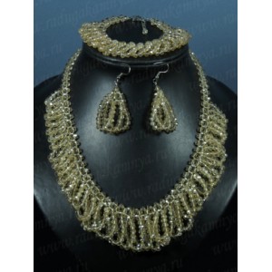 Колье 48см,браслет 20см, серьги из циркона цвет цитрин