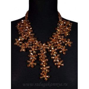 Колье из циркона "цветочки" цвет цитрин, 50см