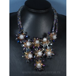 Колье из циркона 9 цветков цвет хамелеон цитрин, 47см