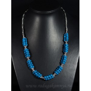Колье из полимера шарик 6мм цвет бирюза, 58см