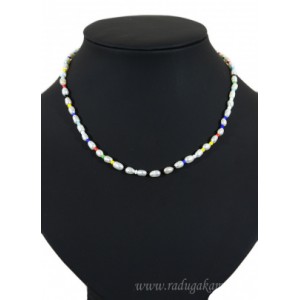 Бусы из жемчуга шарик 9мм с фурнитурой кремовый, 46см