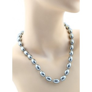 Бусы из майорки овал 10*15мм цвет серый, 47см