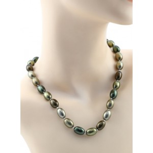 Бусы из майорки овал 10*15мм цвет хаки, 47см