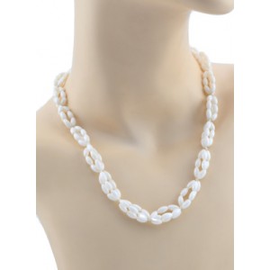 Бусы тройное плетение  из перламутра рис 4*8мм белый, 50см.