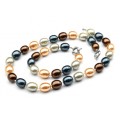 Комплект: бусы, браслет из майорки овал 13*15мм цвет ассорти кофейно-синее, 47; 20см