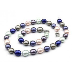 Комплект: бусы, браслет из майорки овал 13*15мм цвет ассорти, 47; 20см