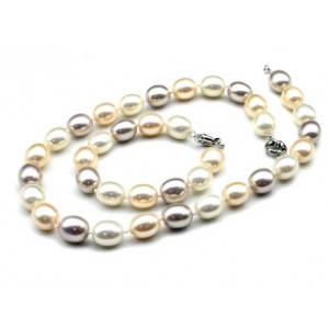 Комплект: бусы, браслет из майорки овал 13*15мм цвет белый, крем, розовый, 47; 20см